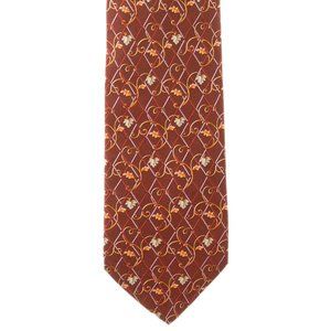 Men Burgundy Taupe Multicolor Nina Ricci silk tie Leaf Motif 100% Silk France